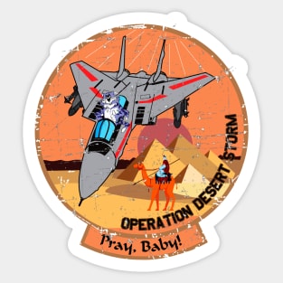 F-14 Tomcat - Operation Desert Storm - Pray, Baby! - Grunge Style Sticker